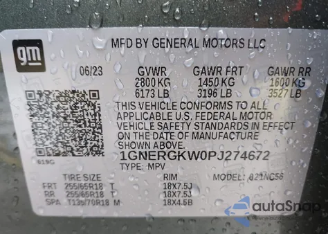 2023 Chevrolet Traverse Fwd Lt Cloth from USA, damaged, VIN 1GNERGKW0PJ274672